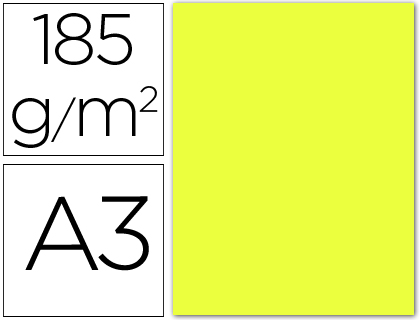 50h. cartulina Guarro A3 185g/m² amarillo limón